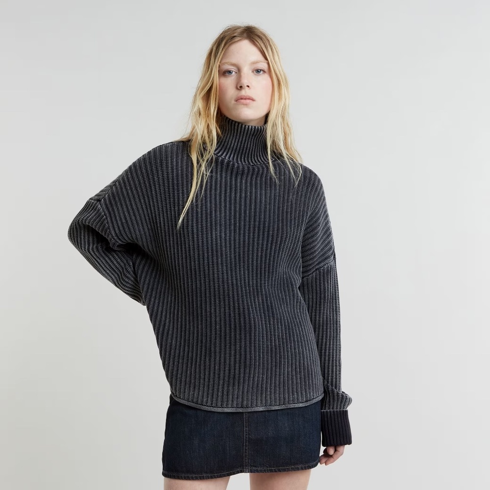 Loose Overdyed Turtle Knitted Sweater